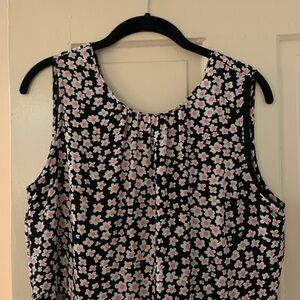 J. Crew Black and Pink Floral Midi Dress